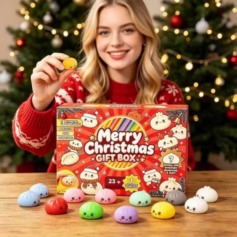 Home Office Gadgets - 24日間クリスマス餃子アドベントカレンダーギフトセット、ホリデーカウントダウンオーナメント、デスクトップデコレーション、お祝いパーティーの記念品