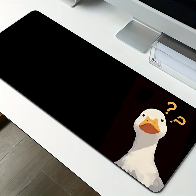 Home Office Questions - かわいいアヒルのテーマデザイン、クエスチョンマークアヒルXXLビッグマウスパッド、オフィスホームゲームプレーヤー用拡張コンピュータラバーマウスパッド
