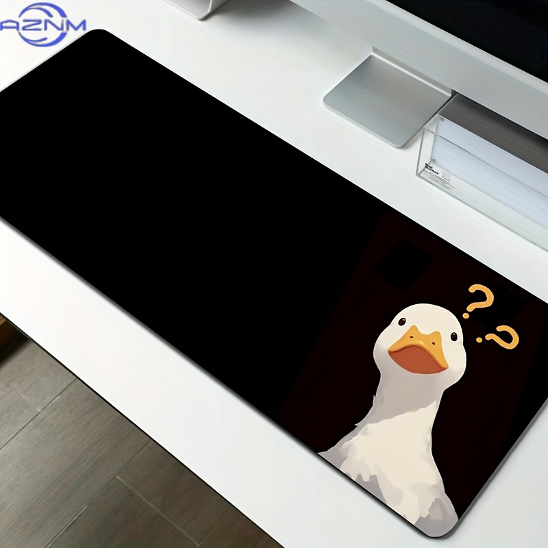 Home Office Questions - かわいらしいアヒルをモチーフにしたデザイン、クエスチョンマークアヒルXXL大型マウスパッド。オフィスや自宅、ゲーム用として使える、広めのコンピューター用ゴム製マウスパッド。