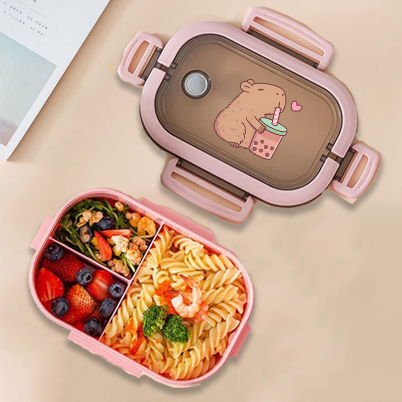 Home Office Kitchen - カピバラ弁当箱アニメ動物プリント食品保存容器子供学校ピクニック弁当箱男の子女の子オフィスディナーケース