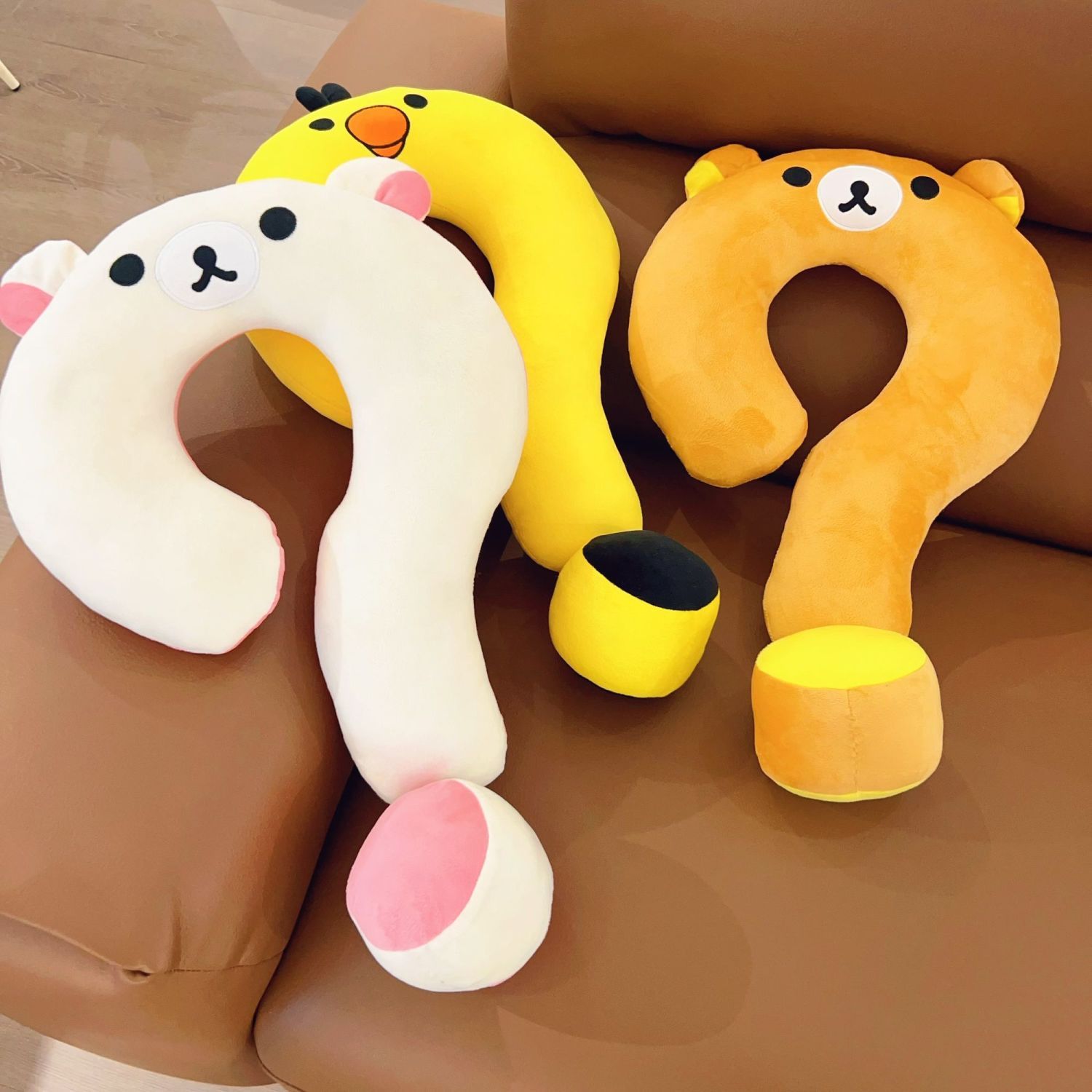 かわいいリラックマの質問型枕、柔らかい漫画風クッション、リビ - Home Office Questions のレビューと価格