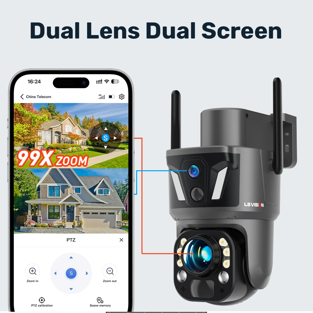 LS VISION 8MP 3レンズデュアルスクリーンソーラ - Home Office Zoom のレビューと価格