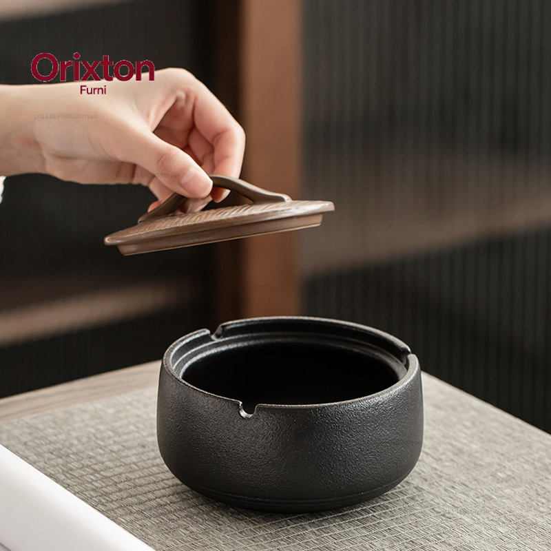 シンプルな蓋付きセラミック灰皿、個性的なトレンド、飛散防止灰 - Home Office Trend のレビューと価格