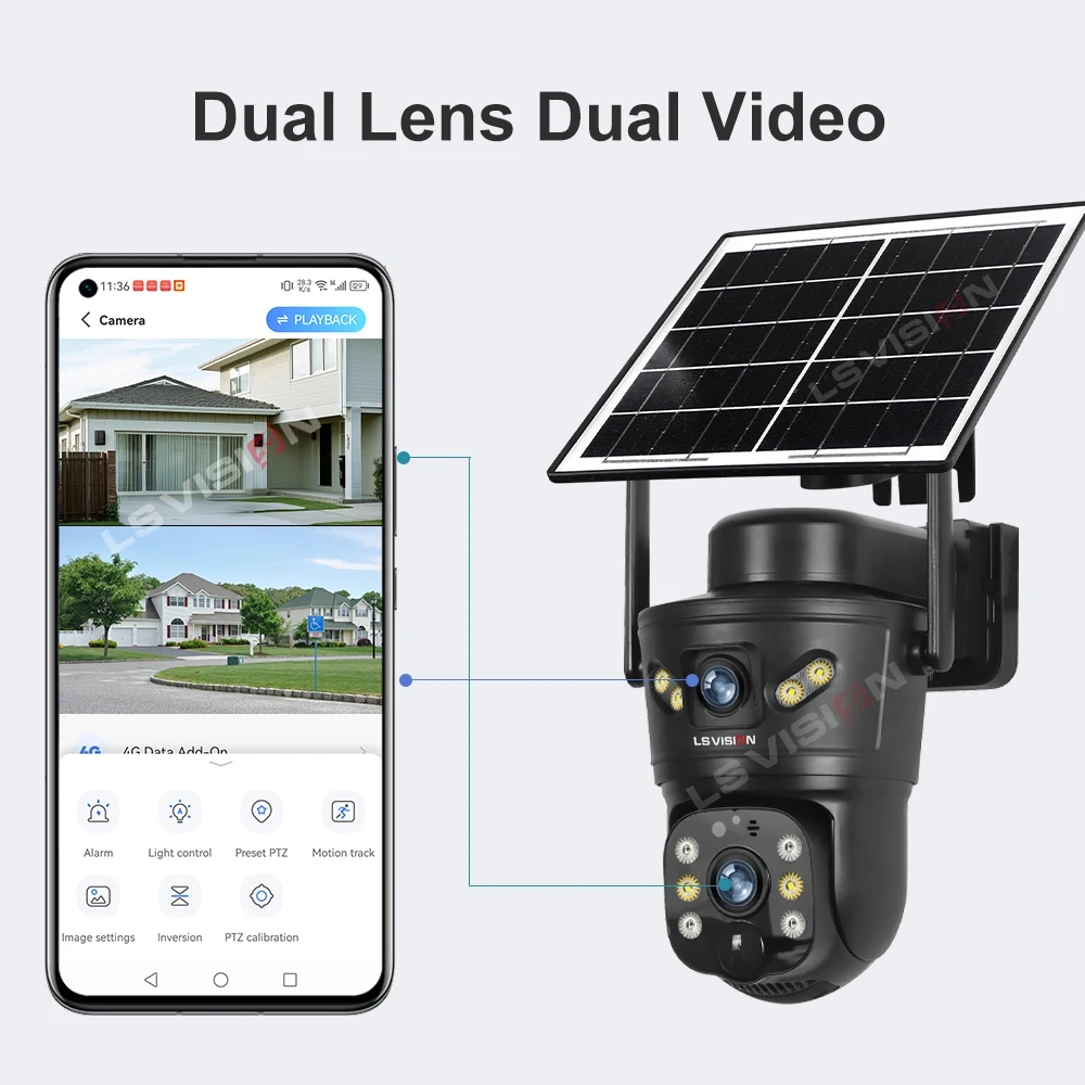 LS VISION 8MP 4G ソーラーカメラ デュアルレ - Home Office Zoom のレビューと価格