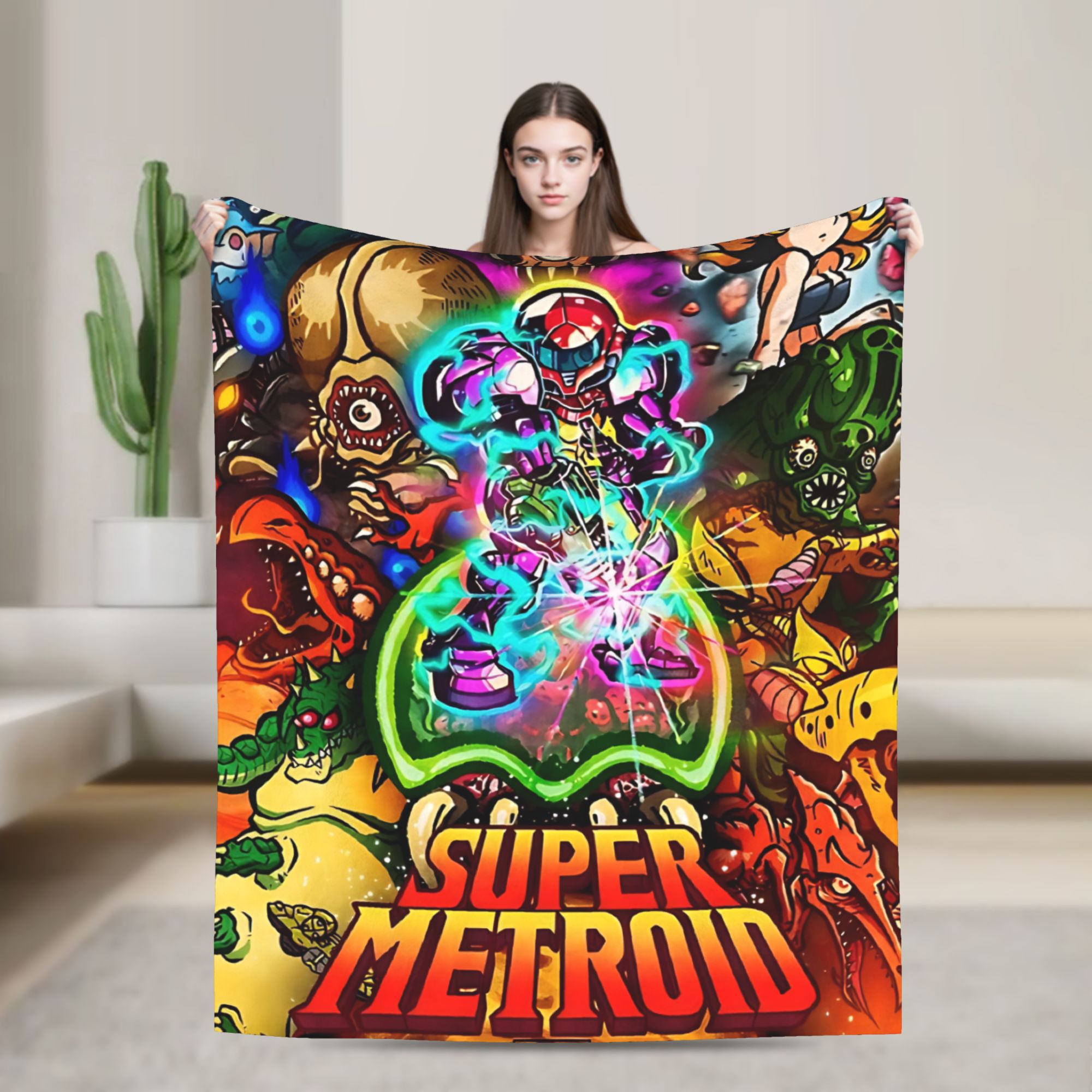 メトロイドヒーローゲームフランネルブランケットスーパーソフト - Home Office Trend のレビューと価格