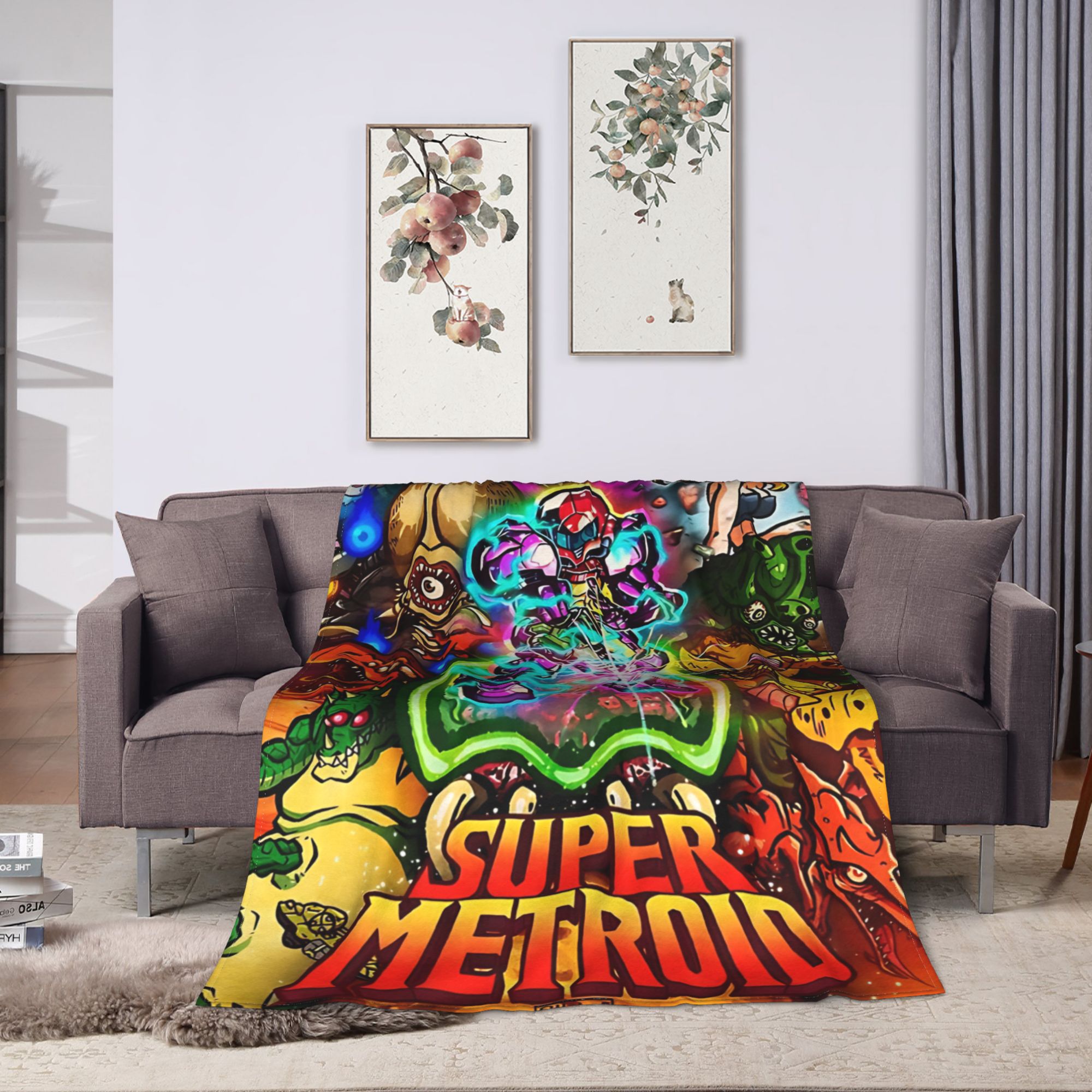 メトロイドヒーローゲームフランネルブランケットスーパーソフト - Home Office Trend のレビューと価格