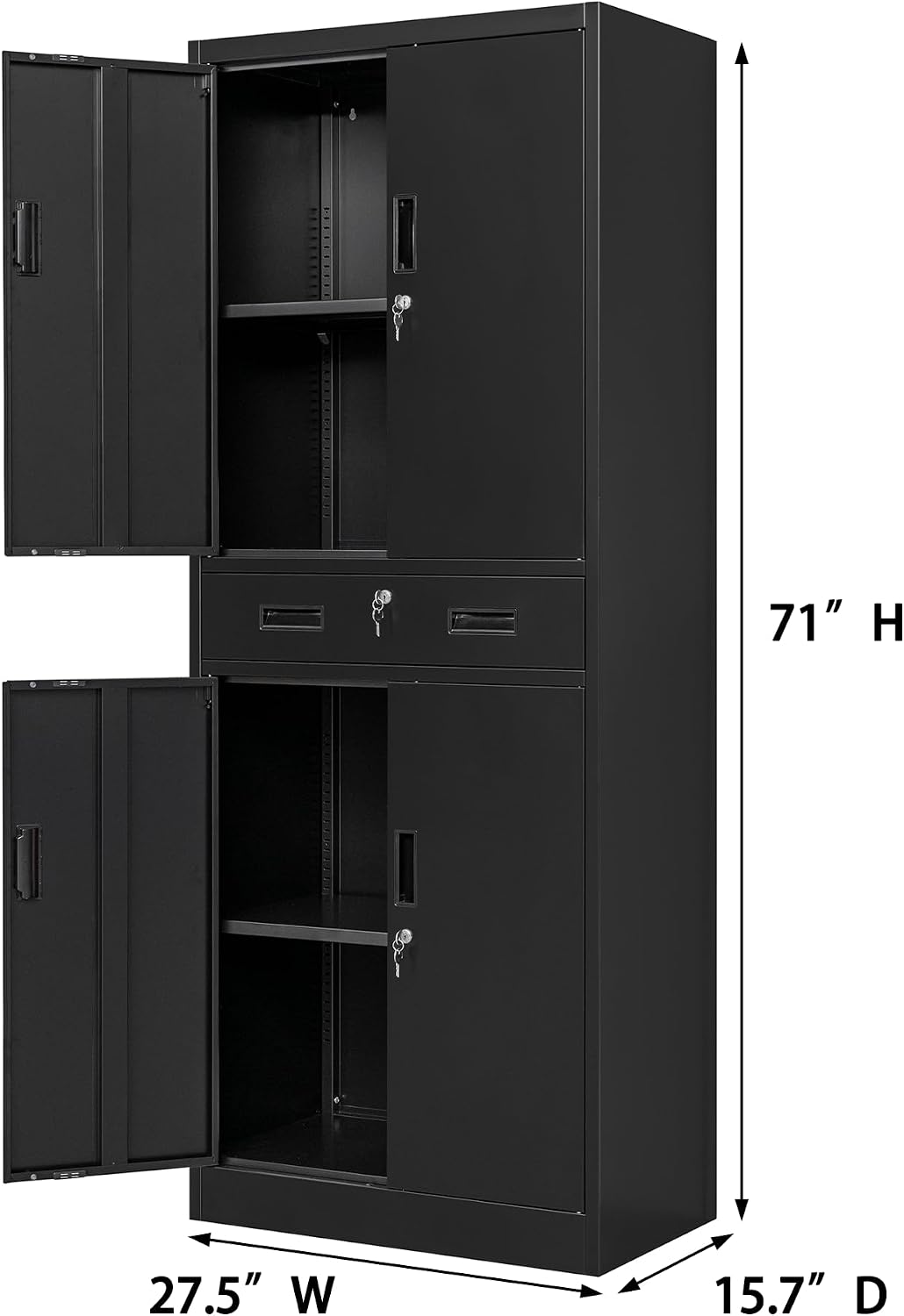 引き出し付き背の高い金属製収納キャビネット、鍵付きツール・フ - Home Office Kitchen のレビューと価格