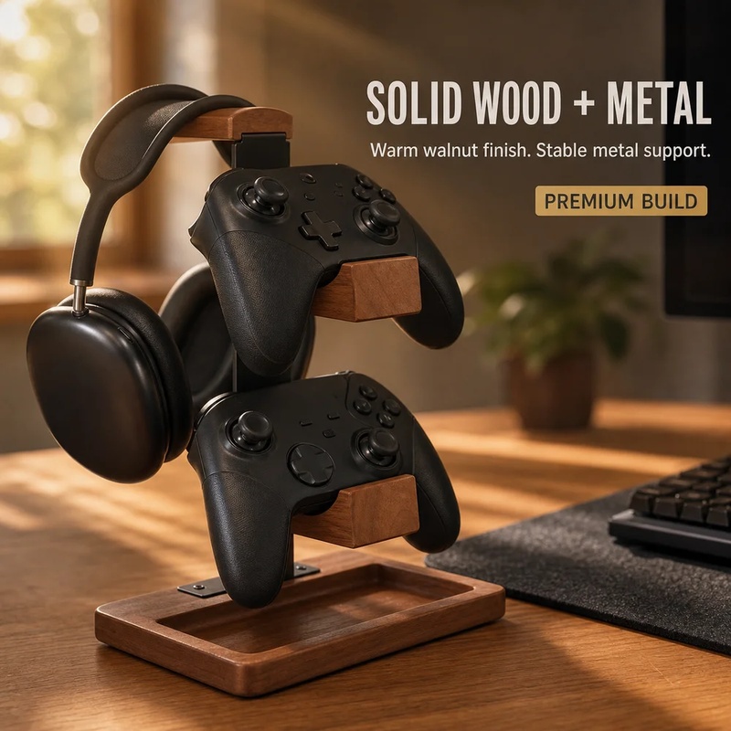 木製ヘッドホンスタンド ゲーミングヘッドセットホルダー デス - Home Office Headset のレビューと価格