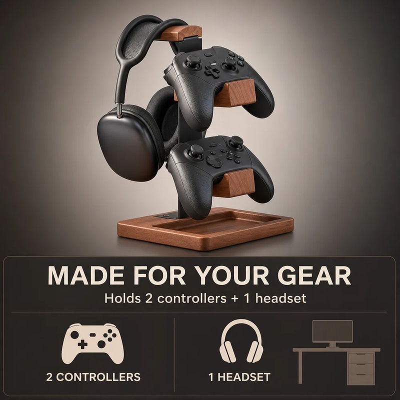 木製ヘッドホンスタンド ゲーミングヘッドセットホルダー デス - Home Office Headset のレビューと価格