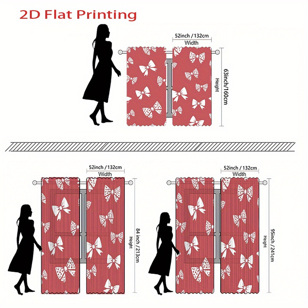 2枚組、2Dフラットプリントカーテン、赤い背景に白い蝶結び模 - Home Office Of Amazon のレビューと価格