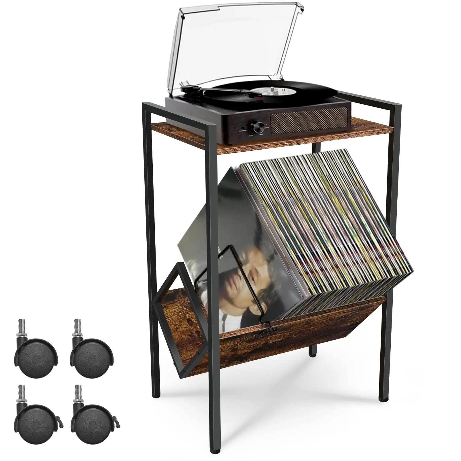 テーブルナイトスタンド 最大80枚収納 メタル製 レコードプ - Home Office Of Amazon のレビューと価格