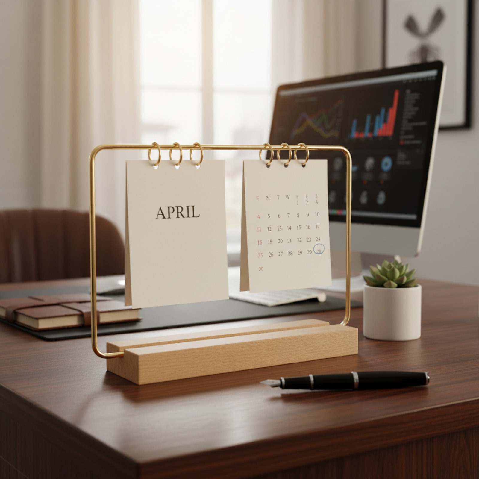 木製ベースカレンダースタンド 安定した手作りの卓上カレンダー - Home Office Gadgets のレビューと価格