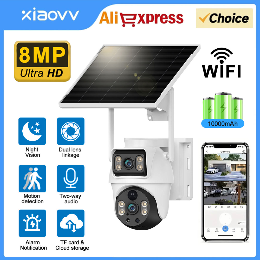 WiFiソーラーカメラ デュアルレンズ 屋外 8MP 4K  - Home Office Zoom のレビューと価格